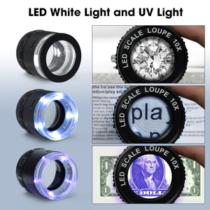 Lupa de Joyero Iluminada 10X con Anillo de Luz LED, Retícula Intercambiable, Escala y Recargable por USB para Inspección - Product Image 2
