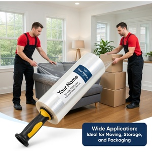 Industrial Strength 15 Inch X 1000 ft Clear <b>Plastic</b> Stretch Film <b>Wrap</b> with Handles Wholesale Logistics Pallet <b>Wrap</b> - Product Image 3