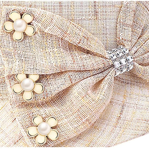 Chapeau Cloche Chic Crème à Carreaux, Style Vintage avec Nœud et Fleur Perlée, Rétro Kentucky Derby, Chapeau d'Église Décontracté - Product Image 5