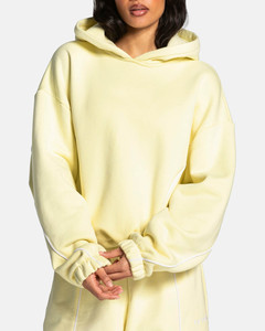 Conjunto Deportivo de Dos Piezas para Mujer, Talla Grande, con Logotipo Personalizado OEM, Sudadera Amarilla Extra Grande con Ribete, Ropa Deportiva Transpirable - Product Image 4