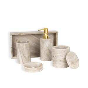 Best Indian Beige Marble <b>Bathroom</b> <b>Set</b> Modern Minimalist <b>Accessories</b> Perfect For Home Resort And Stylish <b>Bathrooms</b> - Product Image 1
