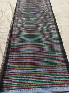 Tissu en tissu métallique rayé multicolore léger et tissé pour vêtements féminins, robes et saris - Product Image 2