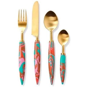 Ensemble de cuillères à manche en résine durable, couverts en acier inoxydable pour la cuisine, la table à manger, la maison et les hôtels par Madiha Art And Crafts - Product Image 1