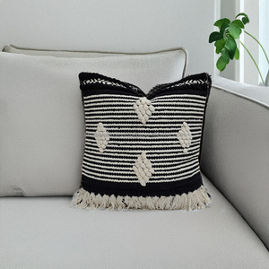Funda de Cojín Cuadrada Bohemia de Alta Calidad, Ecológica, Tejida con Diseño Geométrico, para Decoración de Piso, Estilo Boho - Product Image 1