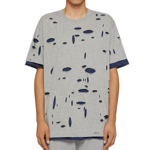 Camisetas para Hombre con Efecto Desgastado, Algodón Grueso, Transpirables, Ropa Casual de Moda, Proveedor Mayorista - Product Image 1