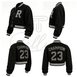 Wholesale Custom TELLUS APPAREL Women's Breathable Wool Varsity <b>Jackets</b> Solid Baseball <b>Jackets</b> Autumn Winter Wear OEM - Product Image 6