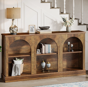 Table console moderne de luxe classique réglable en bois de manguier naturel, design unique pour salon, bureau à domicile, chambre à coucher - Product Image 6