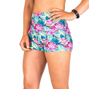 Shorts de Yoga de Cintura Alta con Estampado Floral para Mujer, Transpirables, de Spandex y Poliéster, Cintura Elástica, para Deporte, Fitness, Running y Ejercicio - Product Image 1