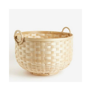 Cesta de almacenamiento de bambú hecha a mano de primera calidad para organizar y uso doméstico - Product Image 1