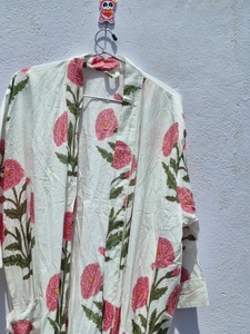 Floral Cotton <b>Kimono</b> Robe Women White Boho <b>Kimono</b> Dressing Gown Lightweight Summer <b>Beach</b> Cover Up Lounge Wear - Product Image 6