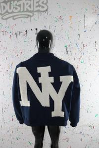 NAVY BLUE <b>Mock</b> <b>Neck</b> Sweatshirt 100% wide <b>neck</b> Sweatshirt Finer Threads - Product Image 4