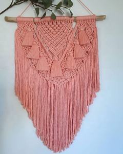 Rosa hecho a mano bohemio macramé rectángulo pared colgante decoración 100% algodón artesanía arte por JNC macramé - Product Image 6