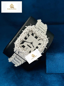 Luxury Quartz <b>Watch</b> Stainless Steel Rectangle Case Diamond Bezel Analog Dial Butterfly <b>Clasp</b> Unisex Mens Moissanite Luxury <b>Watch</b> - Product Image 1
