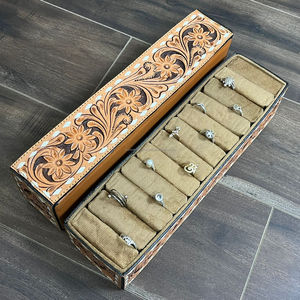 Caja de Exhibición de Anillo de Cuero para Joyería, Organizador Vertical de Terciopelo Marrón de Estilo Elegante, Estuche de Almacenamiento, Novedad - Product Image 5