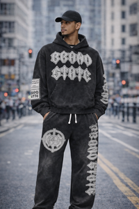 Conjunto Deportivo de Hombre 2026 con Bordado Desgastado, Sudadera con Cremallera de Algodón Negro y Pantalones Jogger, Conjunto Deportivo Personalizado de Alta Calidad - Product Image 5