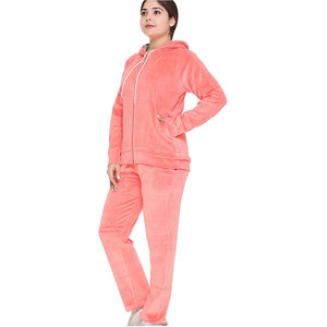 Conjunto Deportivo de Mujer con Capucha de Forro Polar, Color Sólido, Corte Holgado Informal, 2 Piezas, Pantalones y Sudadera Rosa - Product Image 4