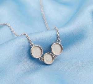 Collier souvenir en argent sterling 925, 3 pièces, avec résine laiteuse ronde de 8 mm à double sertissage, et chaîne DIY de 16+2 pouces, bijou commémoratif - Product Image 6