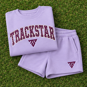 Women's Lavender Polka Letter Crew Neck 2-Piece <b>Shorts</b> <b>Set</b> Custom Casual Sportswear - Product Image 6