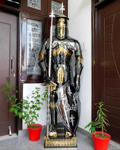 Statue de chevalier en armure médiévale, figurine en métal couleur argent, décoration à poser, prix direct usine, vente en gros à bas prix - Product Image 6