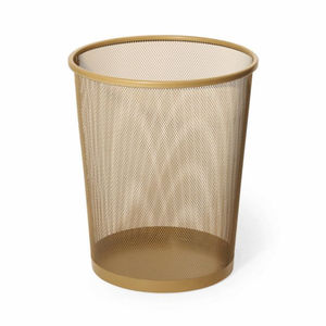 Cubo de basura de diseño elegante, de metal dorado, redondo, de malla, de acero inoxidable, para reciclaje, para el hogar, la oficina, el dormitorio y la cocina. - Product Image 1