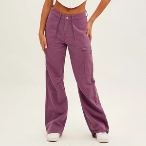 Pantalones Jogger Holgados de Algodón y Spandex de Diseño Clásico Personalizado OEM para Mujer, de Alta Calidad, Estilo Vintage, Cintura Alta, Corte Cargo, Ajustados y Planos para Verano - Product Image 1