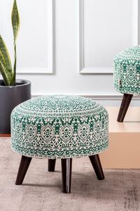 Minimalist Wooden Ottoman Bench <b>Stool</b> with Fabric <b>Cushion</b> Modern Footrest Seat for Living Room and Bedroom - Product Image 5