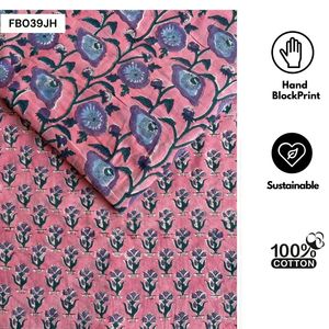 Tela de Algodón Puro con Estampado a Mano de Jaipur, Estilo Boho, Hecha a Mano por Artesanos, Ecológica, Sostenible, Duradera y Suave, Apta para Lavado a Máquina - Product Image 5