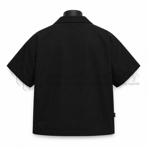 Chemise à manches courtes zippée pour homme, noire, décontractée, style workwear, coupe ample, streetwear, avec fermeture éclair sur le devant et poche plaquée sur la poitrine - Product Image 2