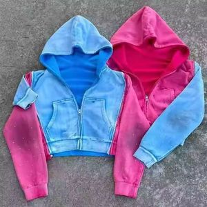 เสื้อฮู้ดซิปผู้ชายแบบมีรูร้อยเชือกผูก ผลิตตามสั่ง ขายส่งจากโรงงาน สไตล์วินเทจ ไม่มีลาย - Product Image 4