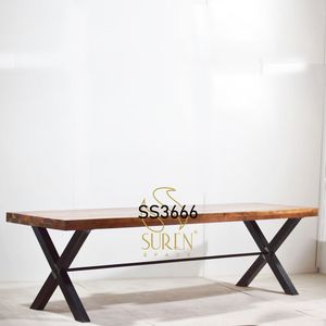 Mesa de comedor de madera maciza hecha a mano de diseñador indio larga para uso en el hogar y restaurante hecha a mano por artistas - Product Image 6