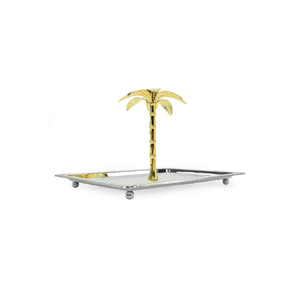 Oriental Metal Round Serving Platter with Gold Palm Tree Stand Tableware <b>Chocolate</b> Tray for <b>Wedding</b> Party Dessert Dates Platter - Product Image 1