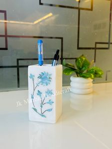 Porte-stylo en marbre blanc fait main, design magnifique, vente en gros, meilleur prix disponible, organisateur de bureau - Product Image 4