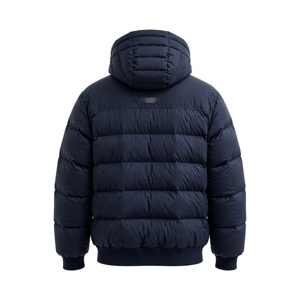 Men's Royal Blue Hooded Puffer <b>Jacket</b> <b>Thick</b> Polyester Waterproof Zipper Closure Warm Autumn Winter <b>Jacket</b> - Product Image 5