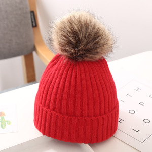 Bonnet d'hiver unisexe avec pompon en fausse fourrure, bonnet en tricot de couleur unie, chapeau chaud décontracté pour adultes 56-58CM - Product Image 2