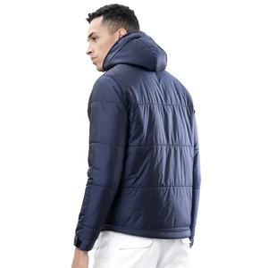 Veste matelassée d'hiver pour homme à col montant personnalisé, avec capuche intégrée, imperméable, coupe-vent, 100 % polyester, fermeture éclair - Product Image 4