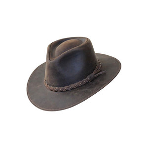 Leather Cowboy <b>Hat</b> Wide Brim Western Style with Braided <b>Band</b> for Men and Women - Product Image 1