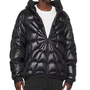 Chaqueta de Invierno para Hombre, Nueva Moda, Estilo Casual, Acolchada con Diseño de Telaraña, Chaqueta Negra Brillante - Product Image 2