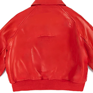 Custom Heated <b>Red</b> Women Leather Jacket Winter Stand Collar Sorority Style Wholesale Supplier Manufacturers Distributors Fashion - Product Image 3