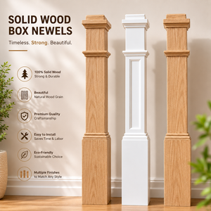 Solid Wood Box Newels Traditional <b>Design</b> Stair Parts Easy Install Durable Eco-Friendly Multiple Finishes Stairs - Product Image 1