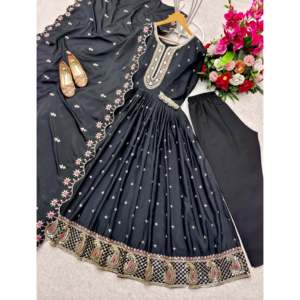 Robe de soirée élégante pour femmes avec pantalon et dupatta, ensemble élégant - Product Image 3