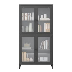 Librero Metálico Clásico con 4 Puertas de Vidrio y 4 Estantes, Vitrina para el Hogar, Oficina o Sala de Estar - Product Image 5