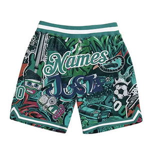 Shorts de bain pour hommes à imprimé dessin animé, sublimation par transfert, séchage rapide, taille élastique, longueur mi-cuisse, style décontracté, tissu polyester - Product Image 6