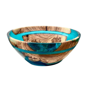 Cuenco Profundo Artesanal de Madera de Olivo y Resina Epoxi Negra, Cuenco Decorativo de Lujo para Frutas y Ensaladas - Product Image 2
