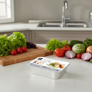 Vassoio Rettangolare in Alluminio 31x21x5 Cm con Coperchio per Alimenti, 5 Pezzi, Riciclabile - Product Image 3