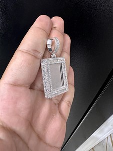 Custom Iced Out Rectangle Pendant Rhodium Silver Plated Alloy VVS Moissanite Diamonds Charms Unisex Gift Hip Hop Jewelry - Product Image 2