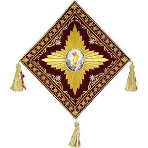 Vêtement Liturgique Orthodoxe Catholique Brodé Epigonation Diamanté pour Évêque et Prêtre, avec Pompon en Fil Doré, ShineWays - Product Image 1