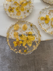 Sous-verres en résine de qualité supérieure, faits à la main par des artisans, 4x4 pouces, carrés, couleurs personnalisables, logo, ensemble de sous-verres personnalisés - Product Image 2
