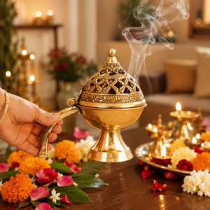 Brûleur à encens Dhuna Loban en laiton pur, fait main, pour Pooja, Havan, Dhoop et rituels de temple - Product Image 4