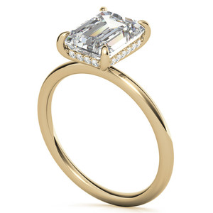 Anillo de compromiso, boda o aniversario para mujer, de oro macizo de 18 quilates, con diamante de laboratorio de corte elegante y moderno, esmeralda pequeña/radiante. - Product Image 5