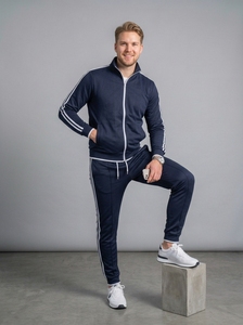 Conjunto Deportivo de Otoño para Hombre, Color Azul Marino, Transpirable, con Capucha, Chaqueta con Cierre y Pantalones Deportivos, Ropa Deportiva Informal - Product Image 1